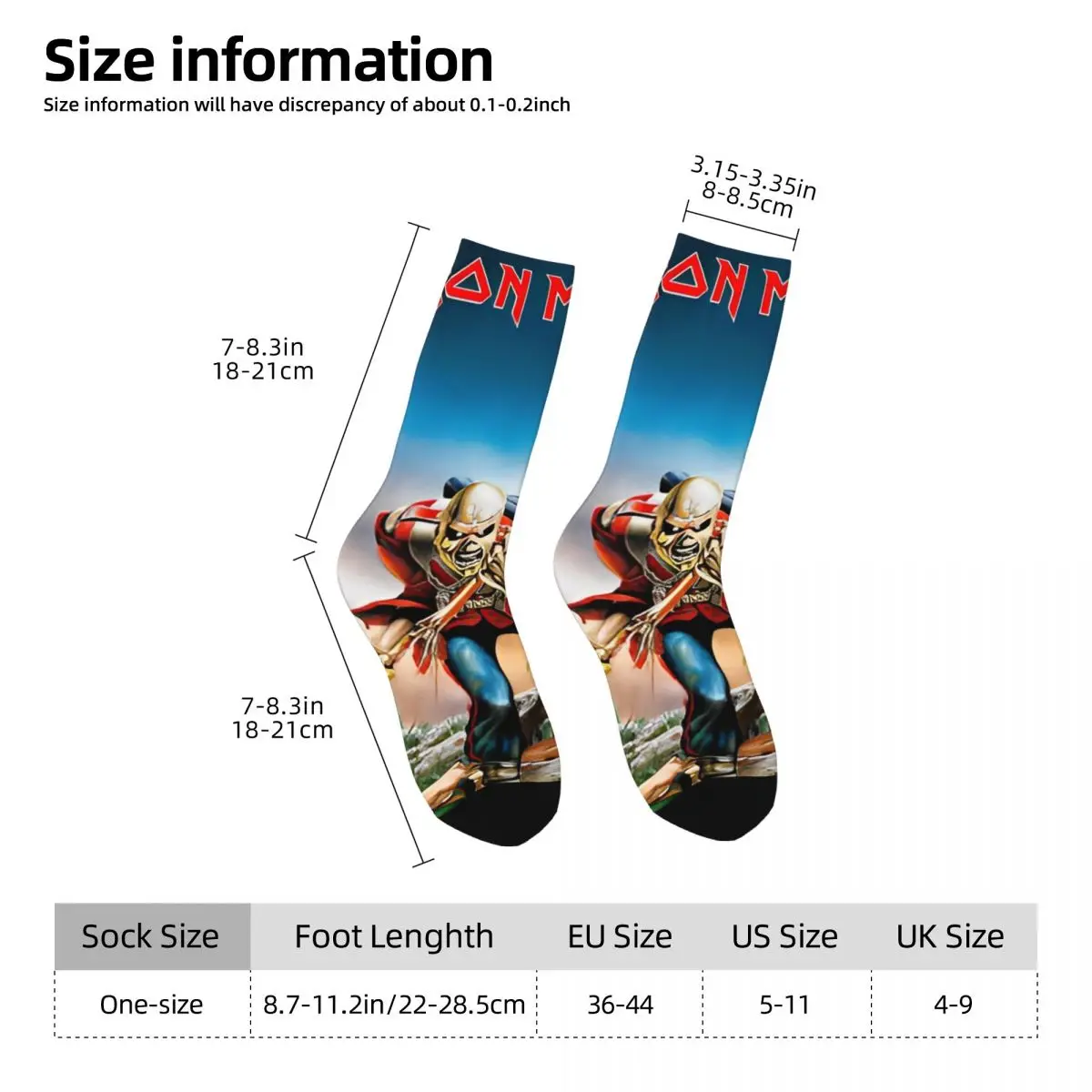 Iron Stockings Maidens Creazy Design Graphic Funny Socks Winter Anti Slip Socks Men Climbing Quality Socks