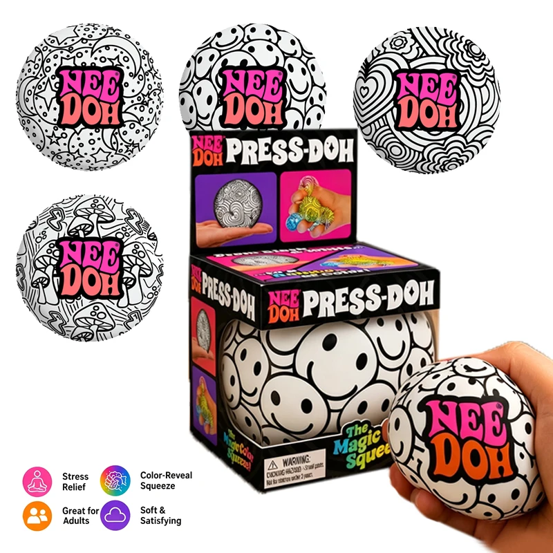 Schylling Needoh Press-Doh Stress Squeeze Fidget Relief Sensory Ball Dough Filled Fast Rebound Stress Toy For ADHD Autism Gift
