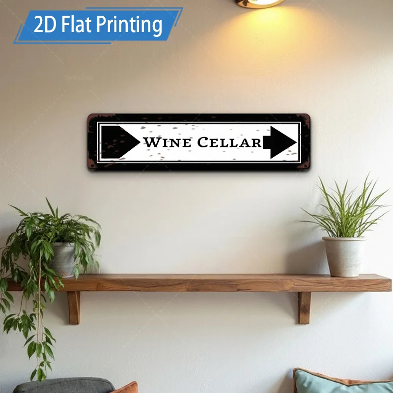 [2D PLANA] Letrero de metal de 1 pieza, letrero rústico para bodega de vino de 4 × 16 pulgadas, arte de pared de metal para decoración del hogar