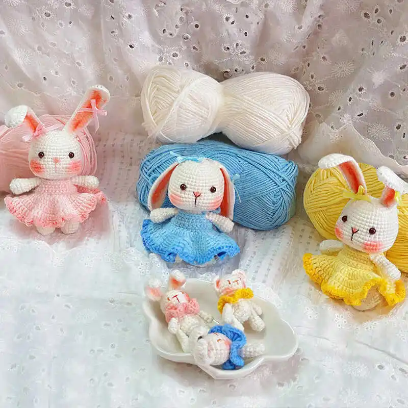 Милая кукла-кролик Hanrted, набор материалов для самостоятельного изготовления, игла для вязания крючком, шерстяной шар, подарок для подруги, лучший друг, аксессуары Faion