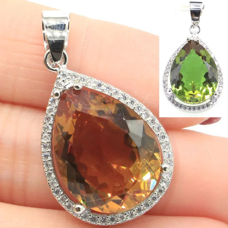 

Buy 4 Get 1 Free 32x19mm Big European Design Color Changing Alexandrite Zultanite CZ Silver Pendant Earrings