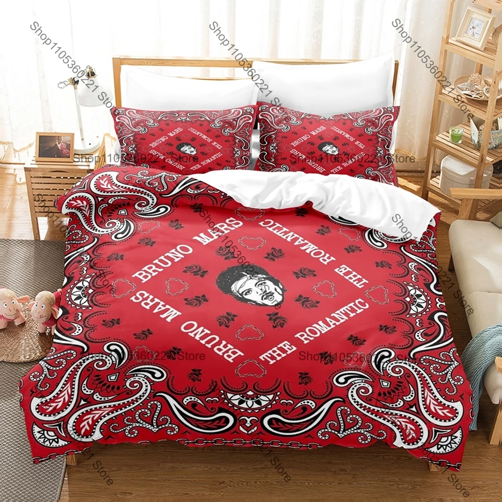 Bruno Mars 3D Print Bedding Set Duvet Cover + 2 Pillowcases Pop Singer Themed Quilt Cover For Bedroom Home Decor No Filling