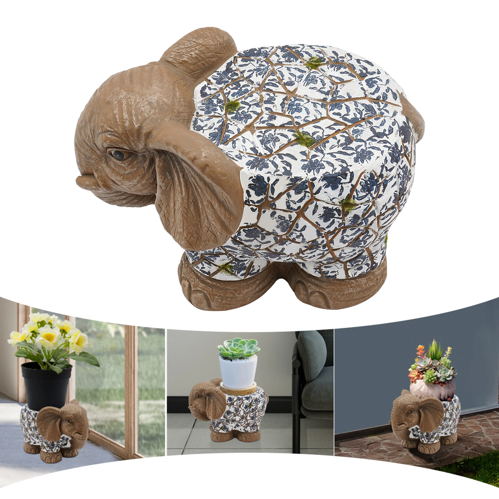 

14.96" Modern ElephantGardenStool Brown Decorative Magnesium Oxide For Homes