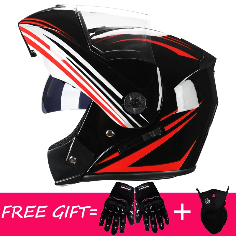 Double Lens Unisex Helmet With Visor DOT Motocross helmet Double Visor four seasonsCross Section Helmet Modular Flip Helm Saety