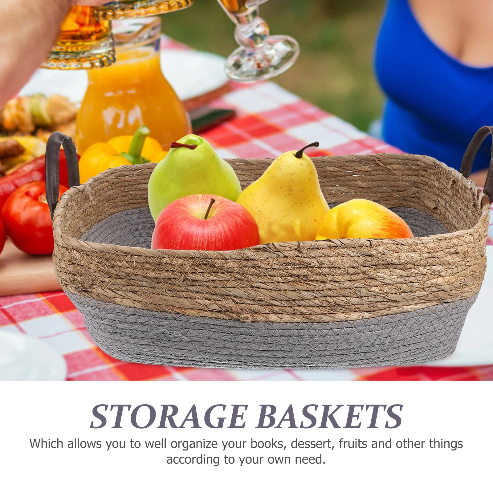 

Wicker Basket Hand-Woven Container Natural Rattan For Home Decoration Fruit Storage Basket Household Sundries Organizer Desktop