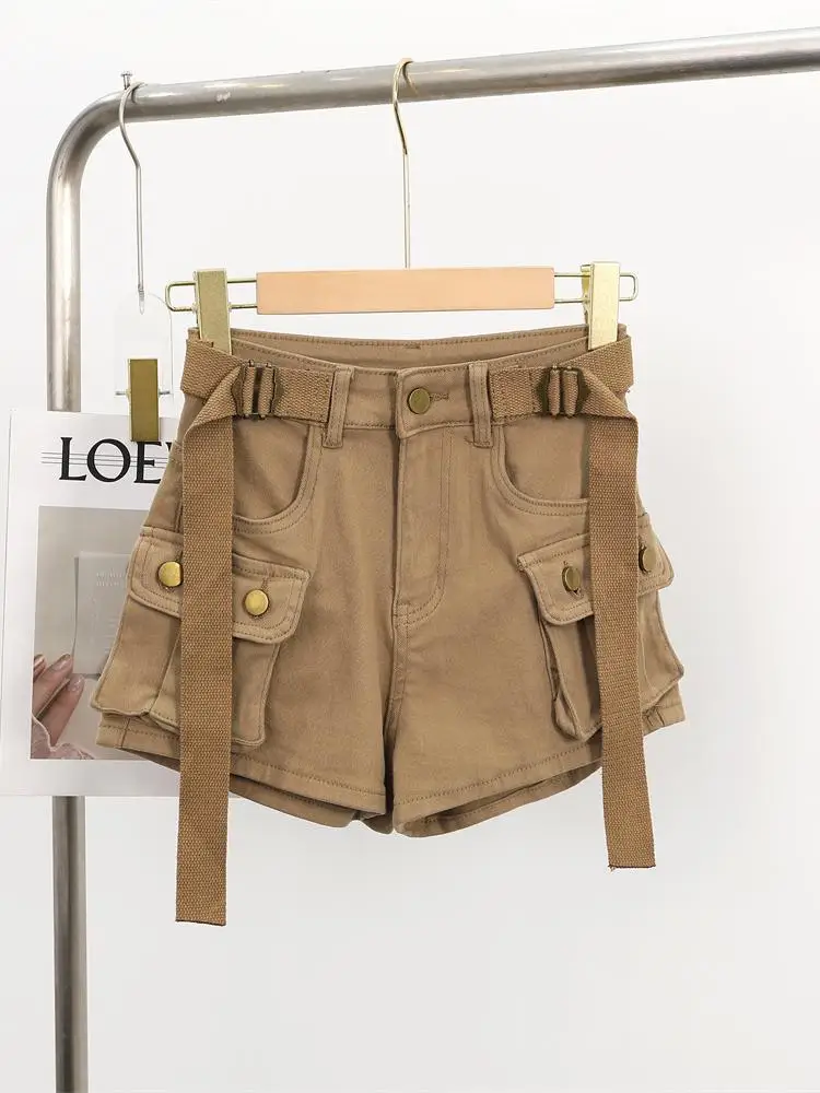 

2025 Spring Summer New Solid High Waist Versatile Denim Shorts Women Simple Workwear Wide Leg Short Pant Casual Streetwear Trend