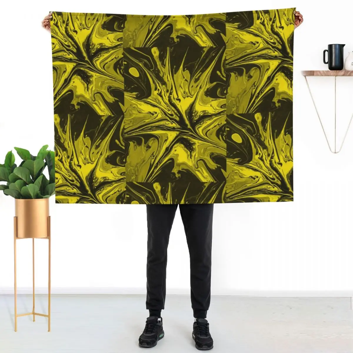 

Modern trendy abstract turquoise gold swirls Throw Blanket All Weather Soft Throw Blanket for Sofa