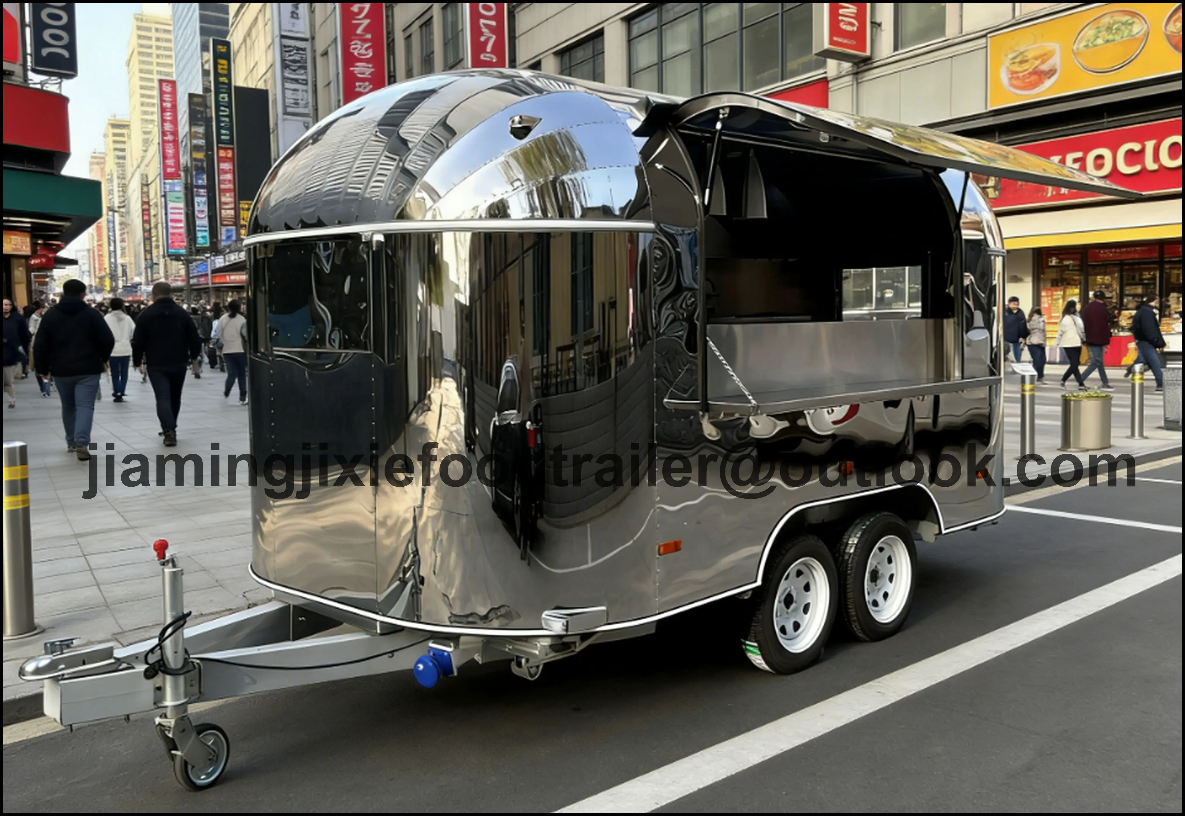 Carro para Venta de Comida, Food Truck Móvil, Remolque para Té de Burbujas y Café, Camión de Comida con Equipamiento de Cocina Completo