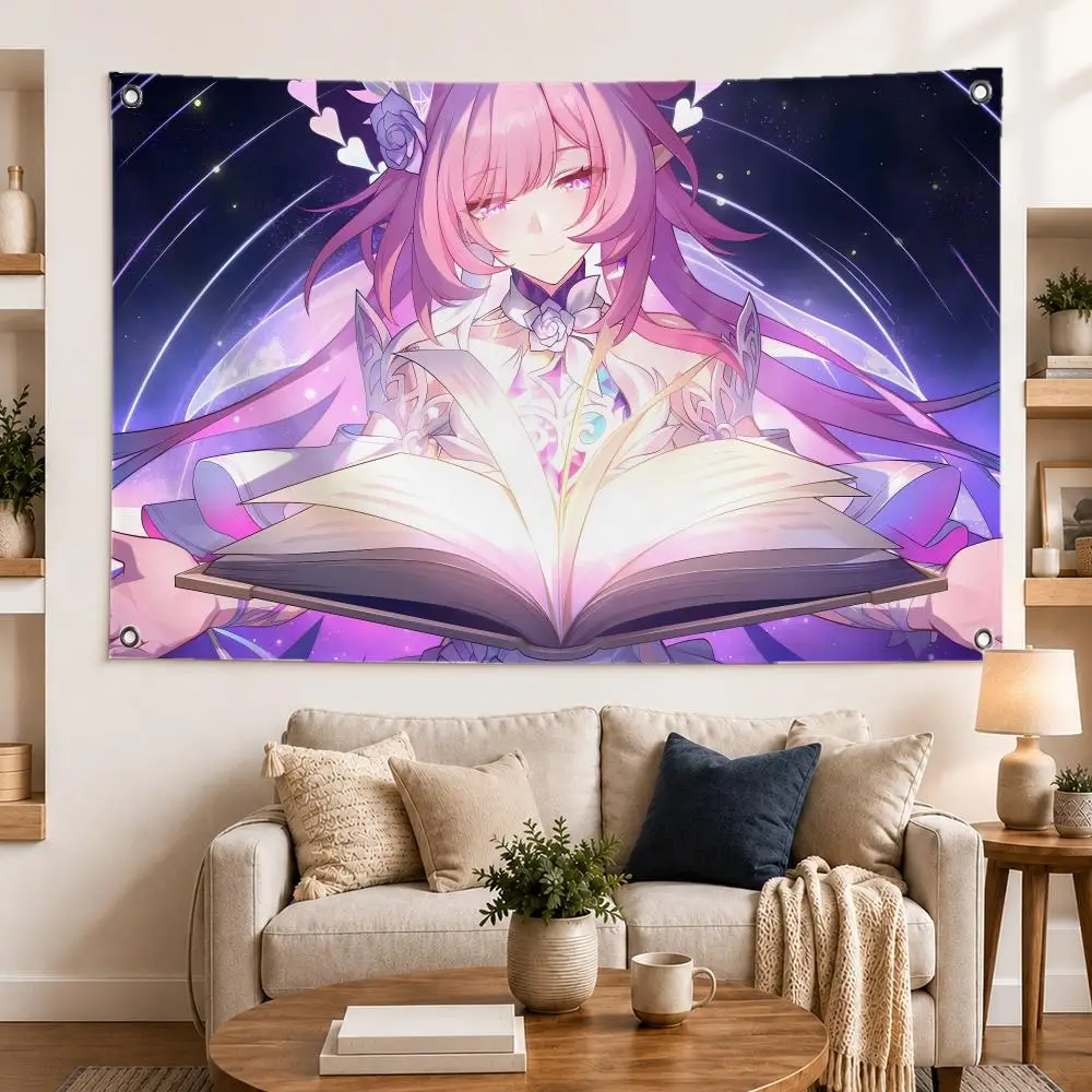 video game H-Honkai Star Rail Cyrene Flags Horizontal High Density Knitted Fabric European Simple For Durable Outdoor Indoor Use