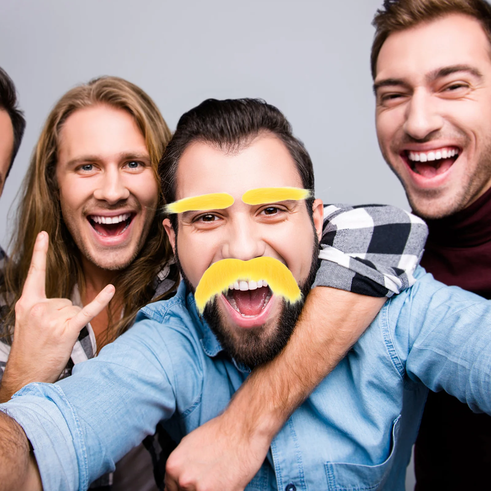 

2Sets Realistic Fake Mustache Eyebrows Costume Beard Makeup Free Facial Hair Costume Party Halloween Cosplay Accessory