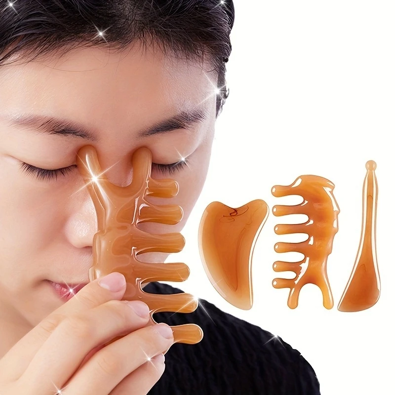 

3Pcs Gua Sha Massage Tools Set - 100% Natural Stone Facial & Body Scraping Tools for Lymphatic Drainage, Anti-Aging Facial