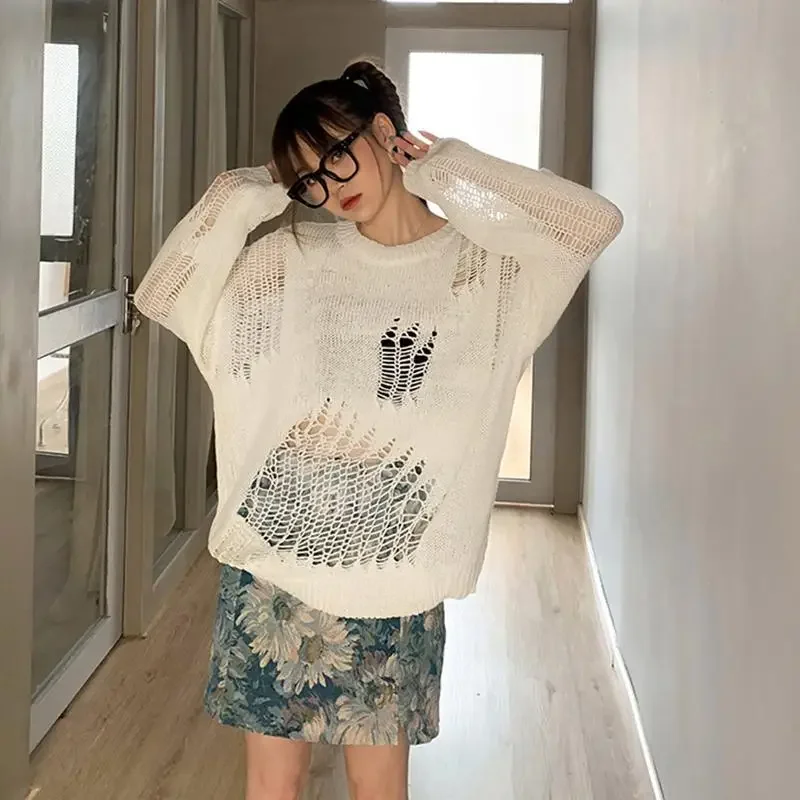 

Sweaters Women Loose Casual Fashionable O-Neck Knitting Solid Simple Korean Style Chic Daily Autumn Trendy Long Sleeve Pullovers