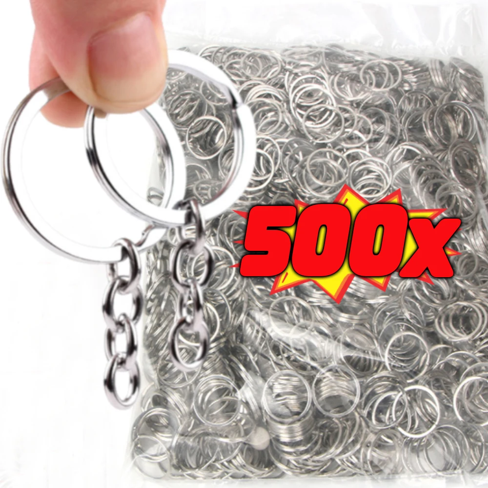 20/500pcs Silver Plated Metal Blank Keyring Keychain Split Ring Keyfob Key Holder Rings DIY Key Chains Key Ring Accessories