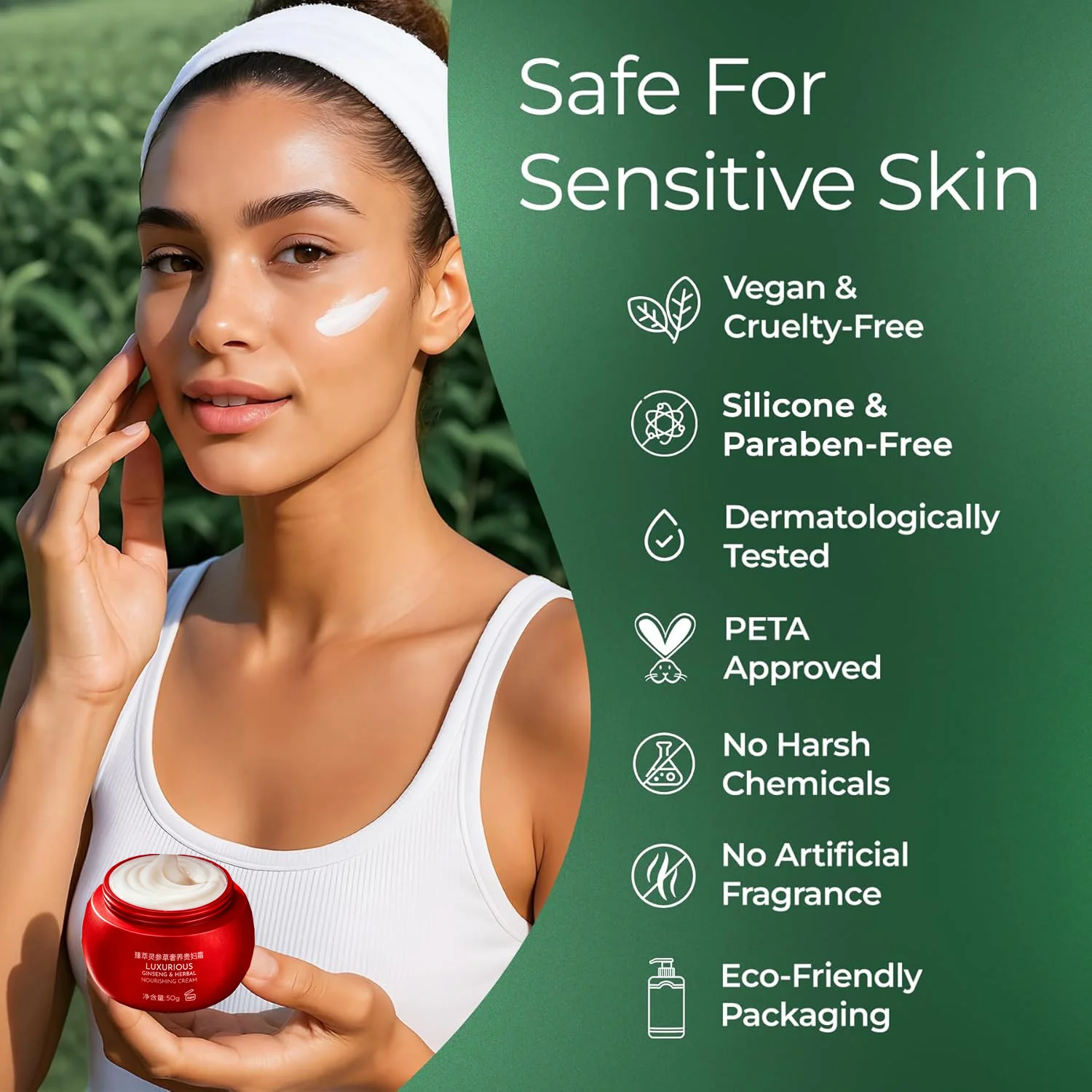 Ginseng Glow Face Cream Anti-wrinkle Moisturizing Smoothing Herbal Serum Anti Aging Reduce Fine Lines Moisturizer Skin Care 50g