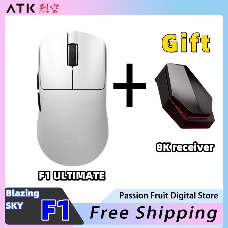 Ready Stock ATK Blazing Sky F1 Wireless Mouse PAW3950 Ultra Sensor 8K Nordic 52840 38g Lightweight Mouse Suitable for Laptops