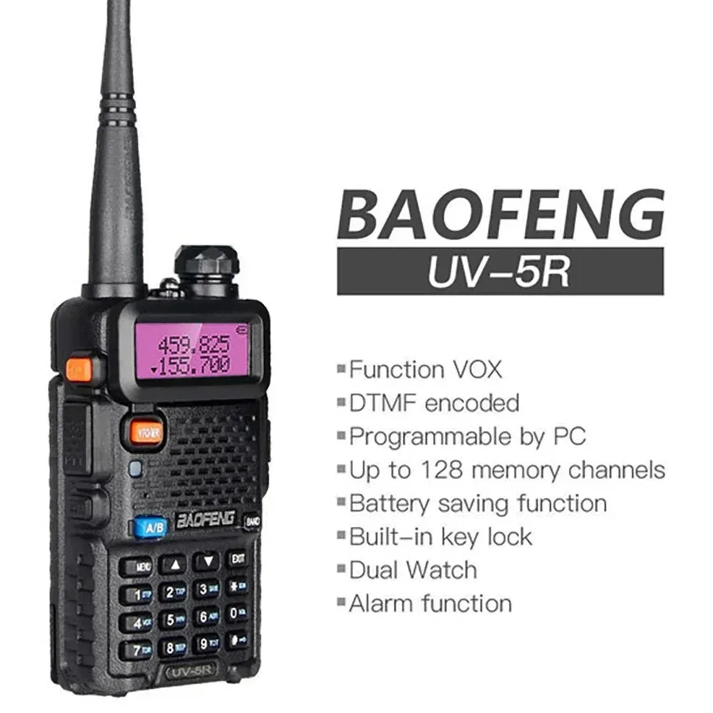 2 uds BAOFENG UV-5R 5W 8W Radio bidireccional de doble banda de alta potencia Walkies portátiles de mano de largo alcance Talkies para caza