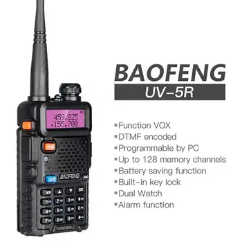 2 ks BAOFENG UV-5R 5W 8W Vysoce výkonné dvoupásmové obousměrné rádio s dlouhým dosahem, ruční přenosné vysílačky pro lov 6 nejlepší prodej vycházky baofeng - №5