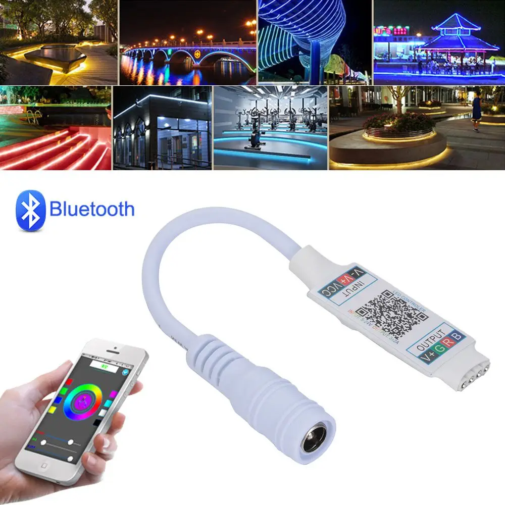 New DC 5-24V Smart Adaptor Bluetooth Music RGB Controller LED Light Strip