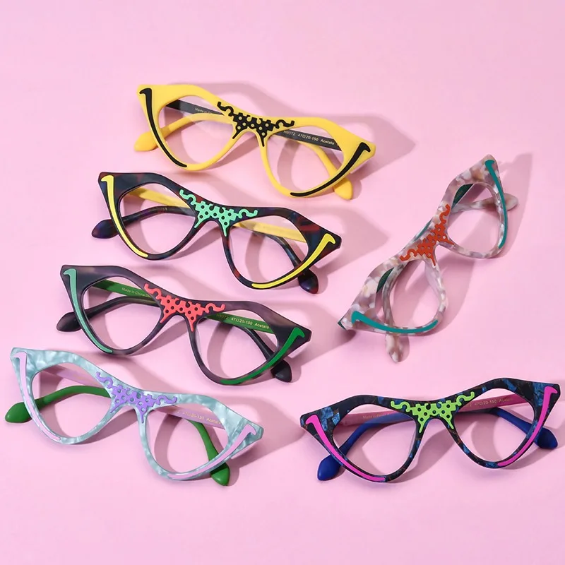 Multi-color matte acetate fiber glasses frame women's new fashion cat eye glasses optical glasses cat