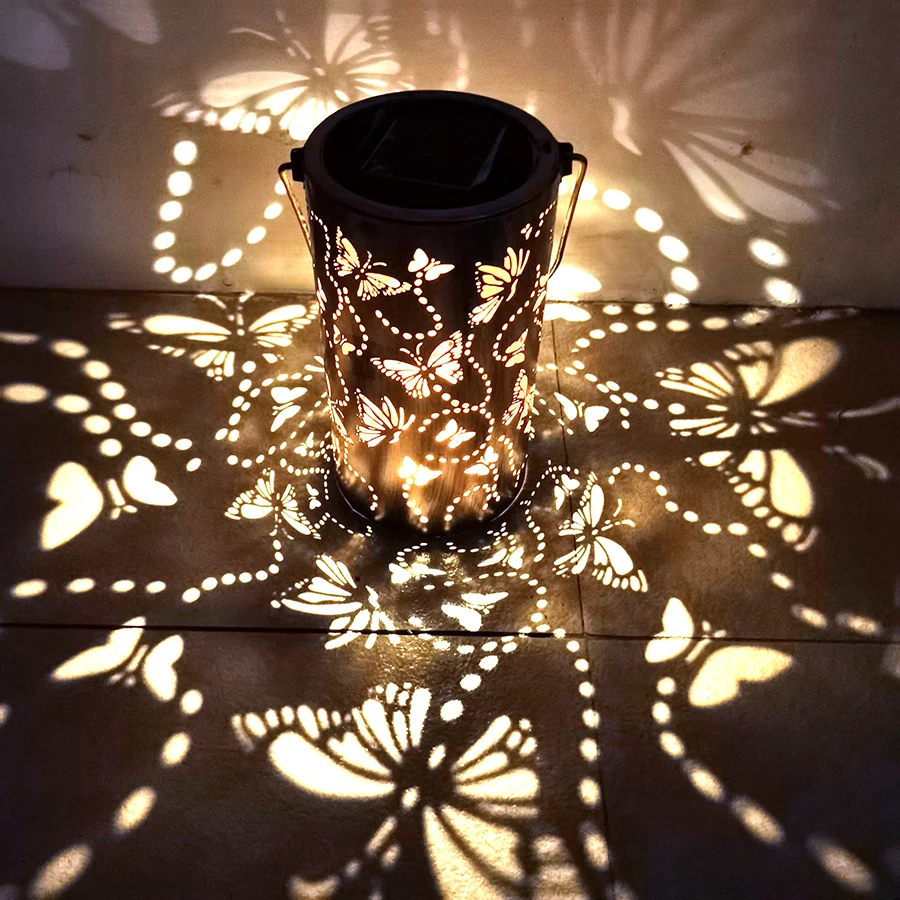 

1 шт. уличный фонарь на солнечной энергии с бабочкой, прочный пластиковый уличный светодиодный фонарь для патио, сада, декора балкона, забора