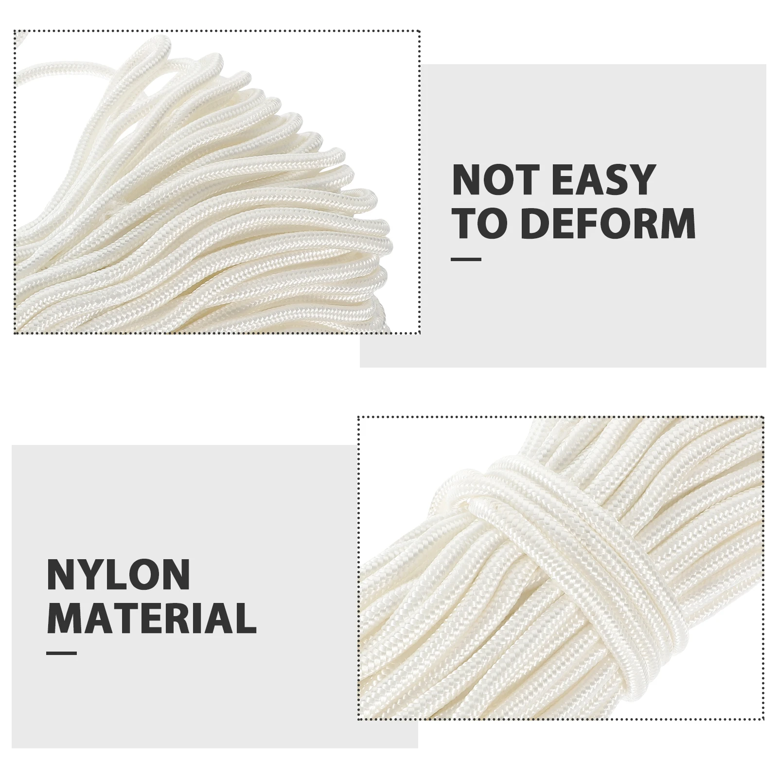 30M Solid Braided Nylon Rope and Weather Resistant Rope for Camping Indoor and Outdoor Sports 6mm(White)