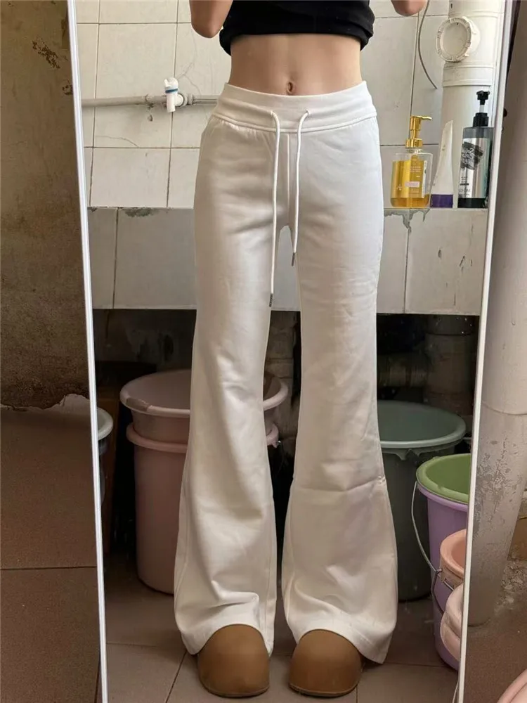 

Extended Length Slim Fit Yoga Casual Pants for Women Low Waist Commute Style Vintage Flared Trousers Casual Wear