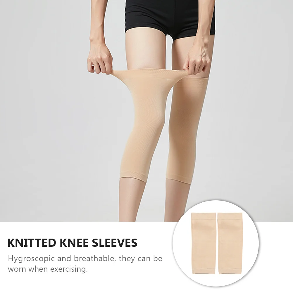 

1 Pair Knitted Leg Warmers Nonslip Design Hygroscopic Breathable Knee Support Braces Protective Leggings For Exercise Protective