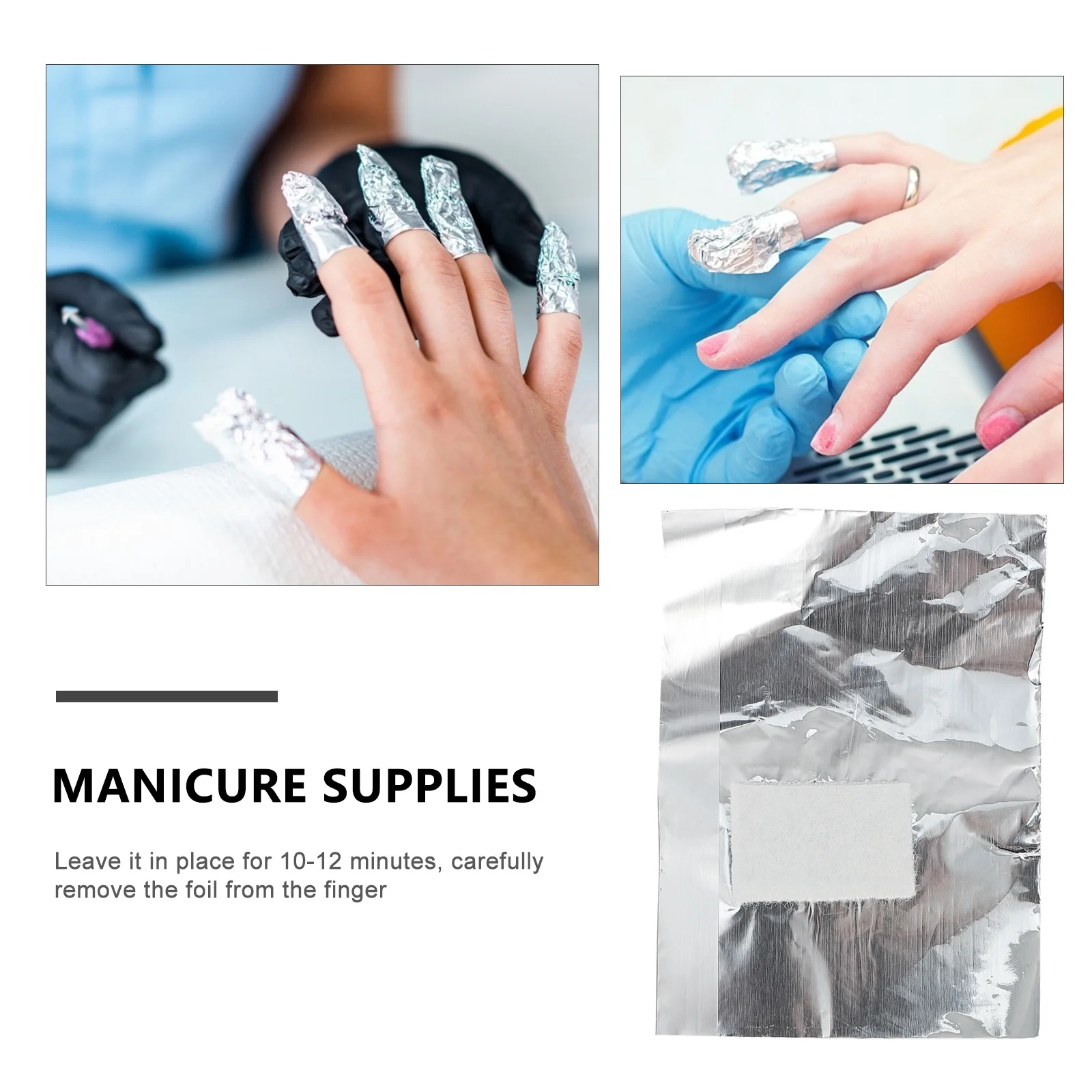 

200 Pcs Nail Polish Remover Foil Pads Wraps Fingernail Manicure At-home Removal Aluminum