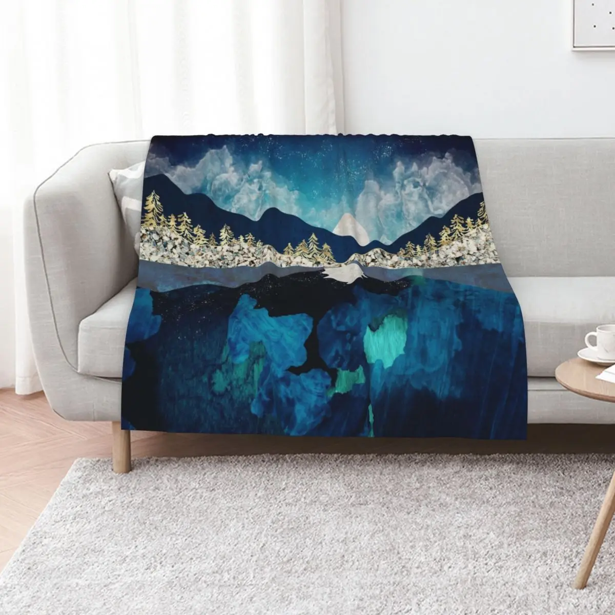Midnight Water Throw Blanket Flannel Fabric Soft Plush Plaid Designers Plaid Custom Flannels Blankets