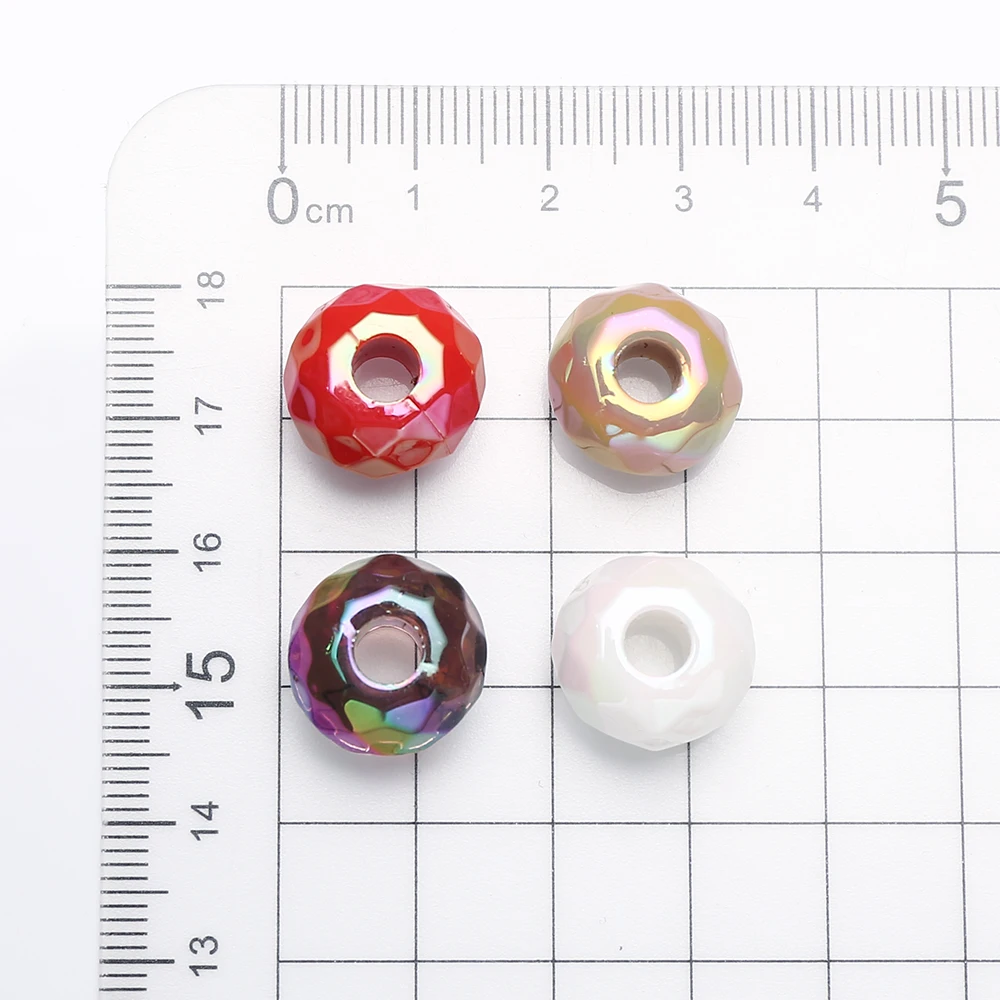 20Pcs 15mm White Brown Acrylic Round Big Hole Beads Loose Spacer Bead For DIY Necklace Bracelet Earring Jewelry Making Accessory