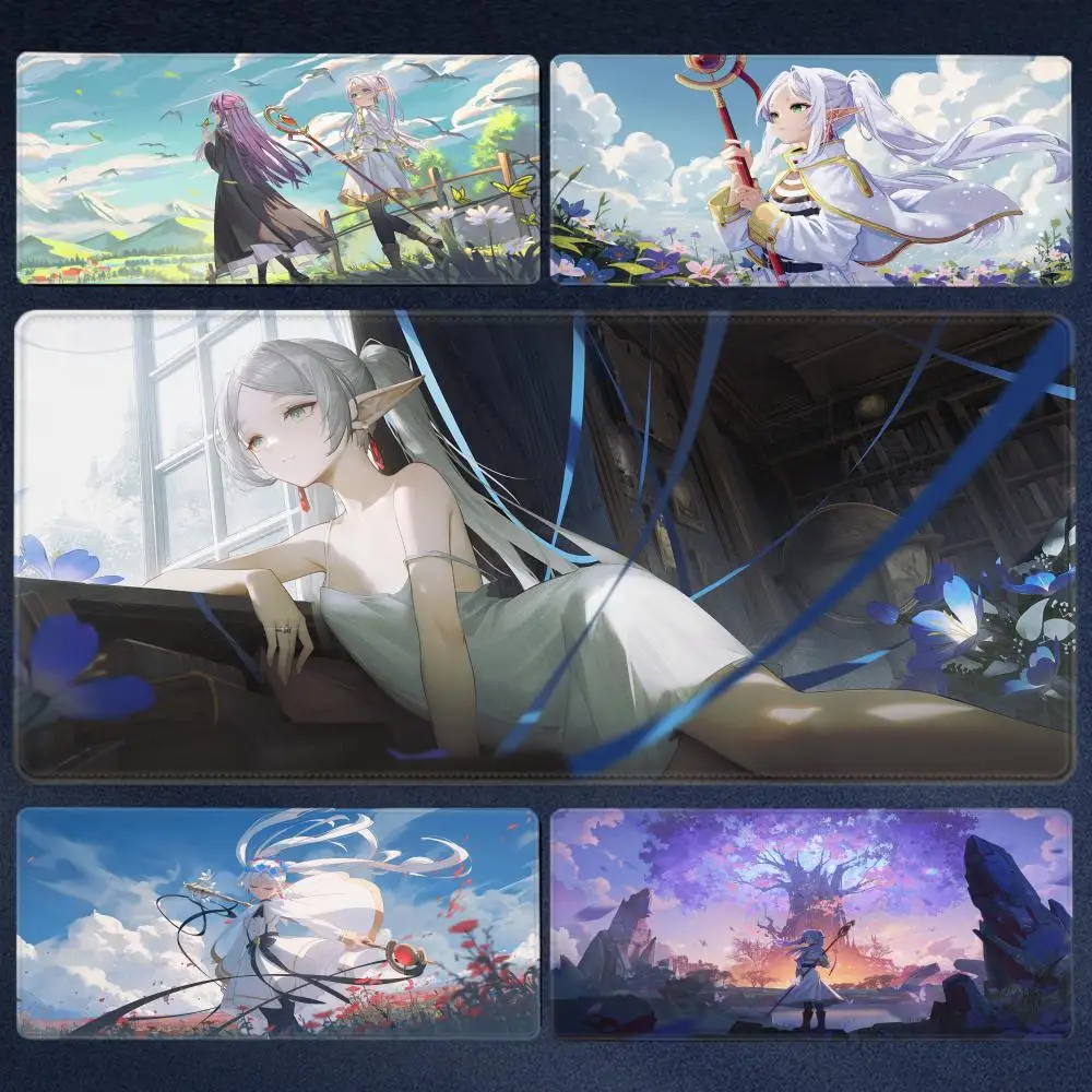 

Kawaii Anime Girl Mouse Pad Sousou No Frieren Beyond Journey End Keyboard Rug Laptop Lotus Flower Gaming Mousepad PC HD Desk Mat