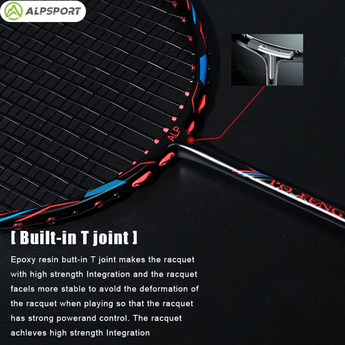 Alpsport PF Pro 10U Ultra lightweight 52g T800 Badminton Racket Fast rebound Imported MAX 38 LBS 100% Professional Carbon Fiber