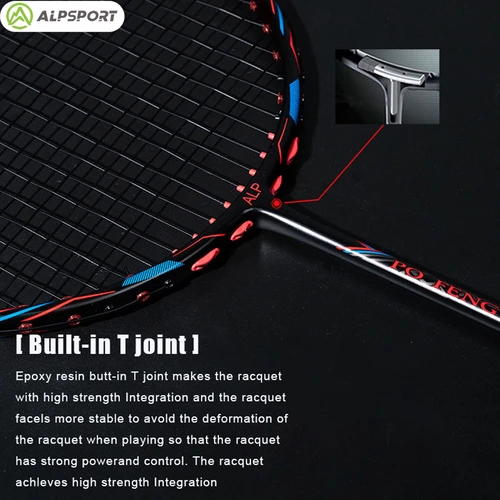 Alpsport PF Pro 10U 초경량 52g T800 배드민턴 라켓 빠른 리바운드 수입 최대 무게 38파운드 100% 프로 카본 파이버 + 티타늄 라켓 중급 및 상급 아마추어 