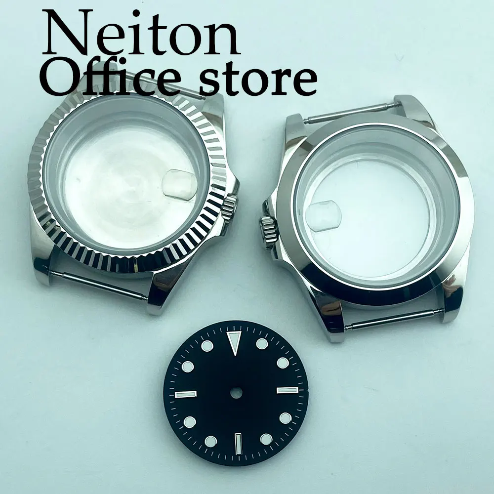 

NEITON 39mm silver watch case sapphire glass Fit NH35 NH36 NH34 ETA2824 PT5000 movement