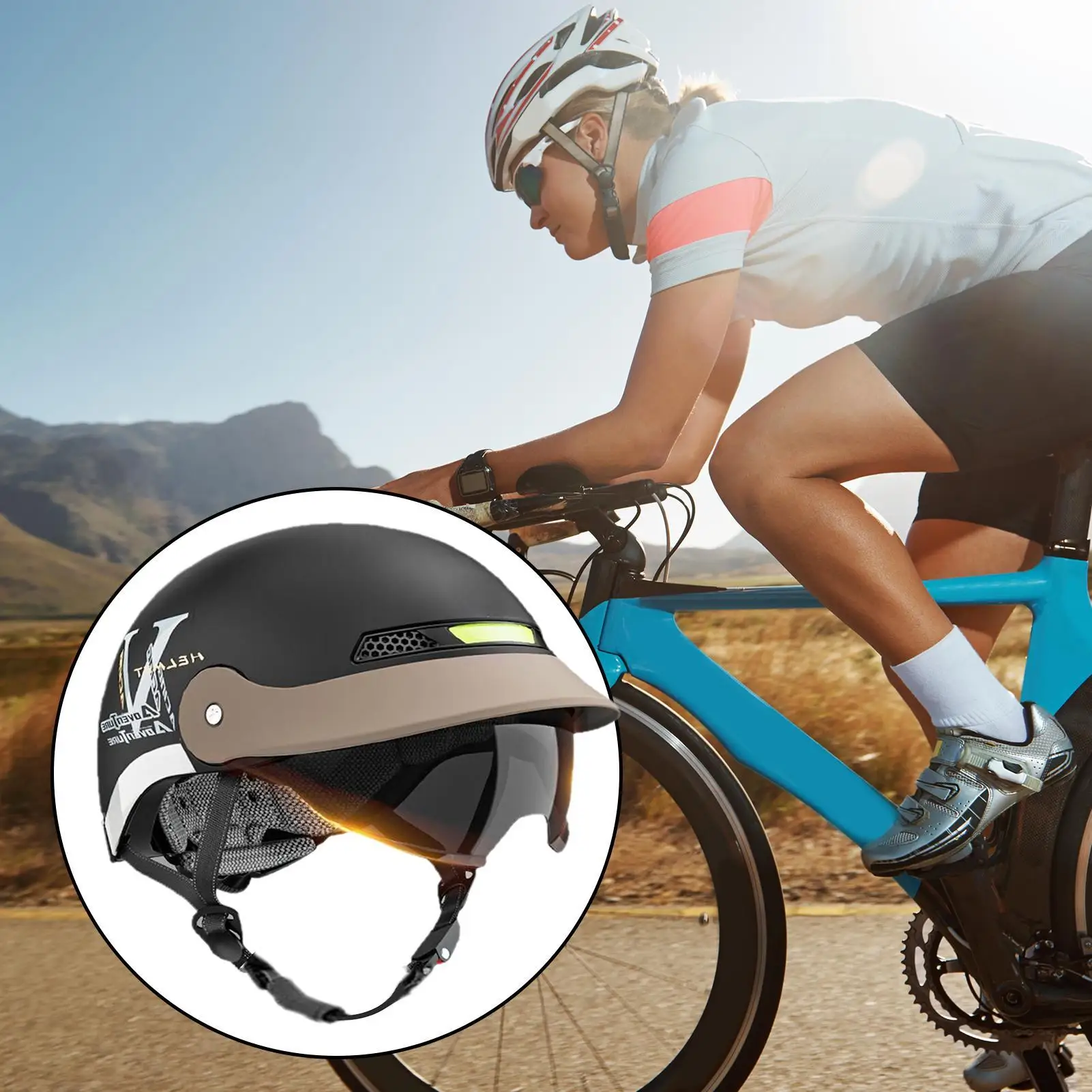 

Motorcycle Half Helmet Scooter Helmet With Sun Visor Protective Gear With Quick Release Buckle For Men Women Cycling Mountain