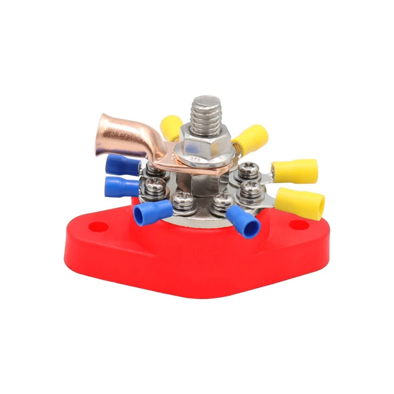 12V Battery Terminal Block Stud with Protector M10 M6 Bus Bar Electrical Connector for Truck RV Boat Camper Car