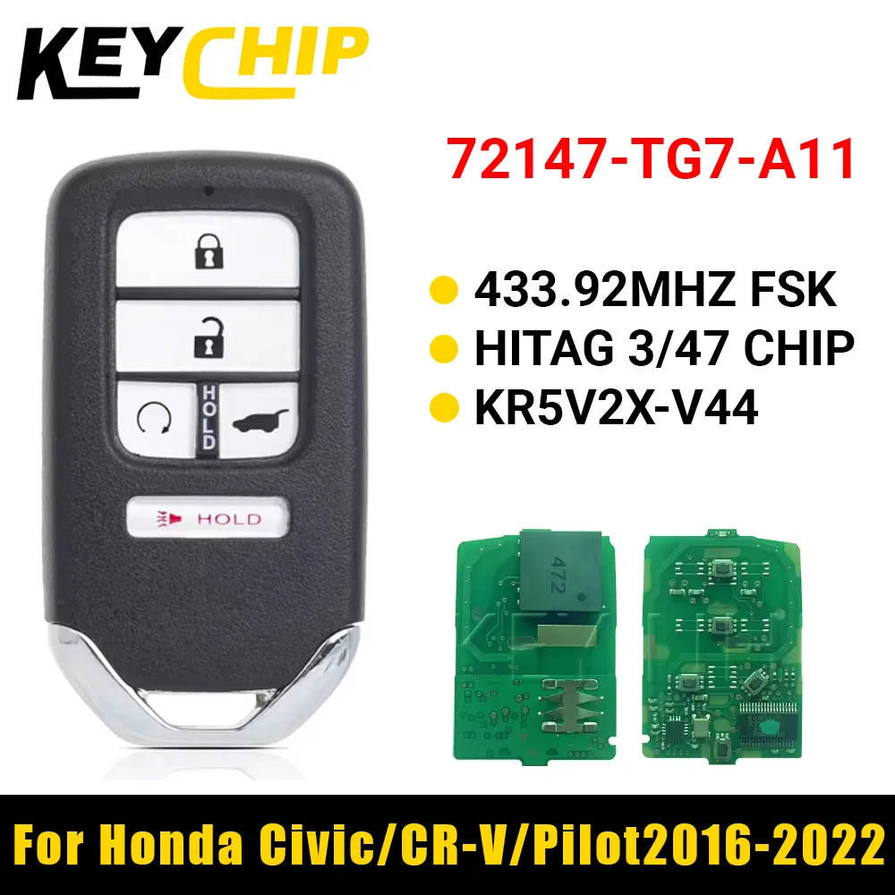 KC 72147-TG7-A11 5 ボタン 433MHz 47 チップキーレスゴー車のキー