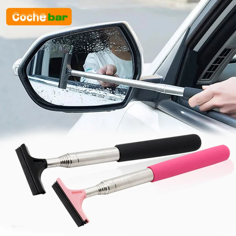 Telescopic Car Rearview Mirror Wiper Cleaning Tool Auto Glass Mist Cleaner Scraper with Handle Window Cleaning Brush Car Accesso
