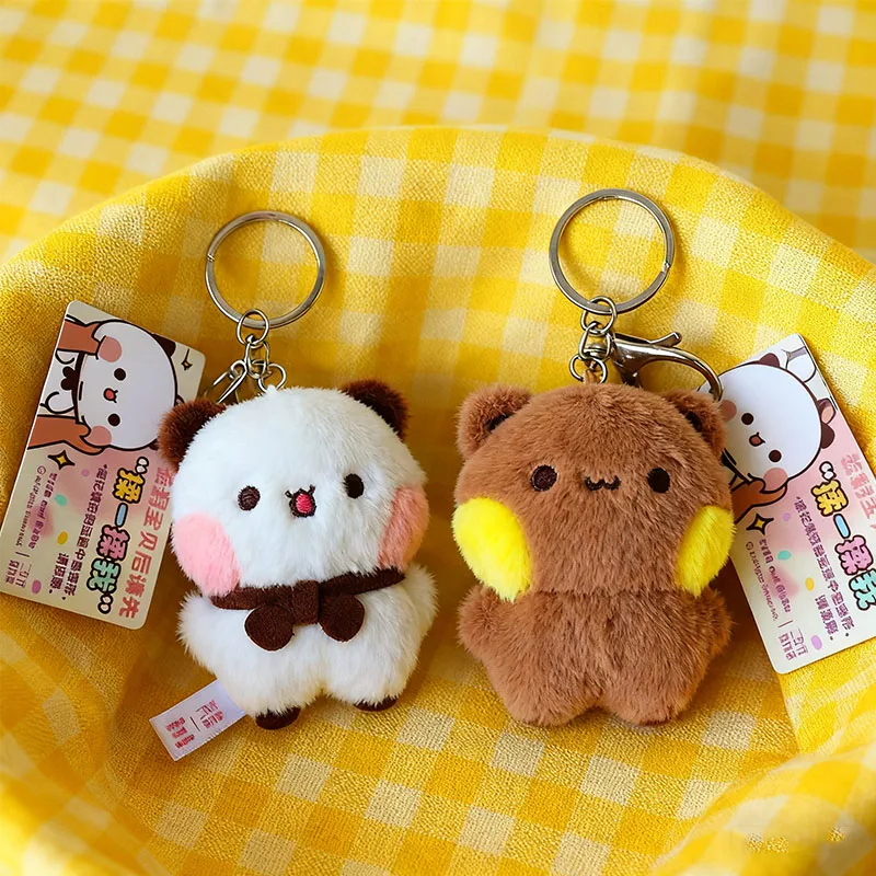 /2026 Panda dos desenhos animados Bubu e Yier chaveiro pingente bonecas bonito panda urso boneca chaveiro bolsa decoração acessórios presentes de casal
