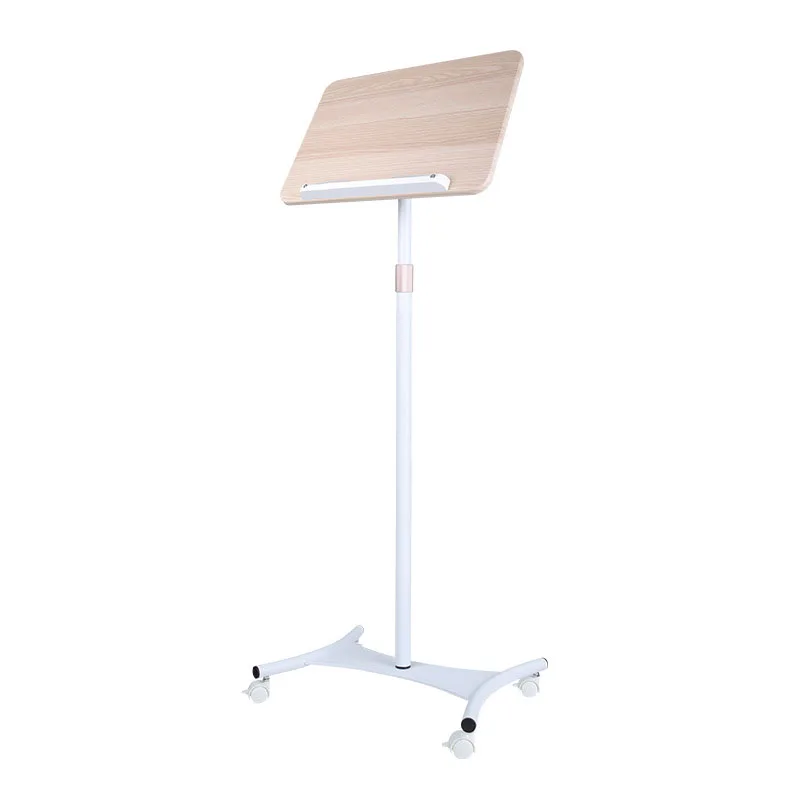 

Floor Book Stand With Page Paper Clip Height Adjustable Wheel Reading Movable Wooden Standing Music Tablet
