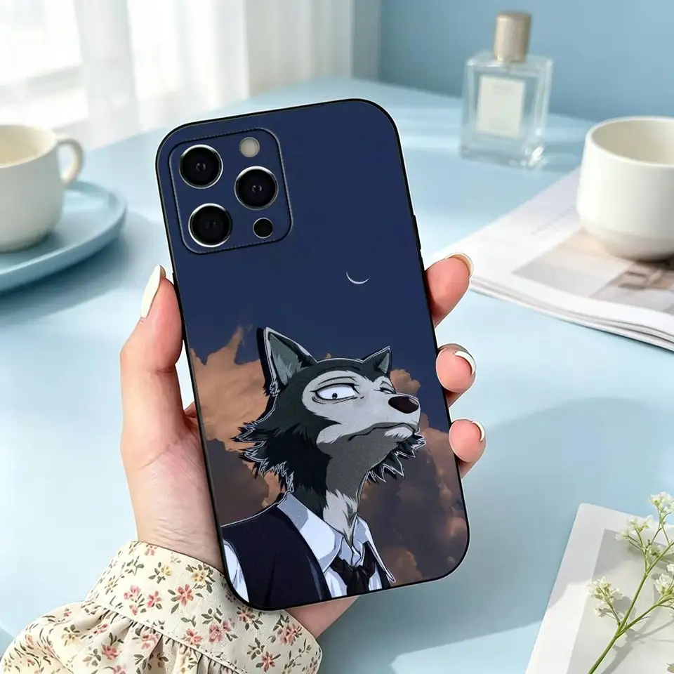 Funda artística de anime B-BEASTARS para iPhone 17,16,15,14,13,12,11 Plus,Pro Max,XS, cubierta de silicona suave negra 6