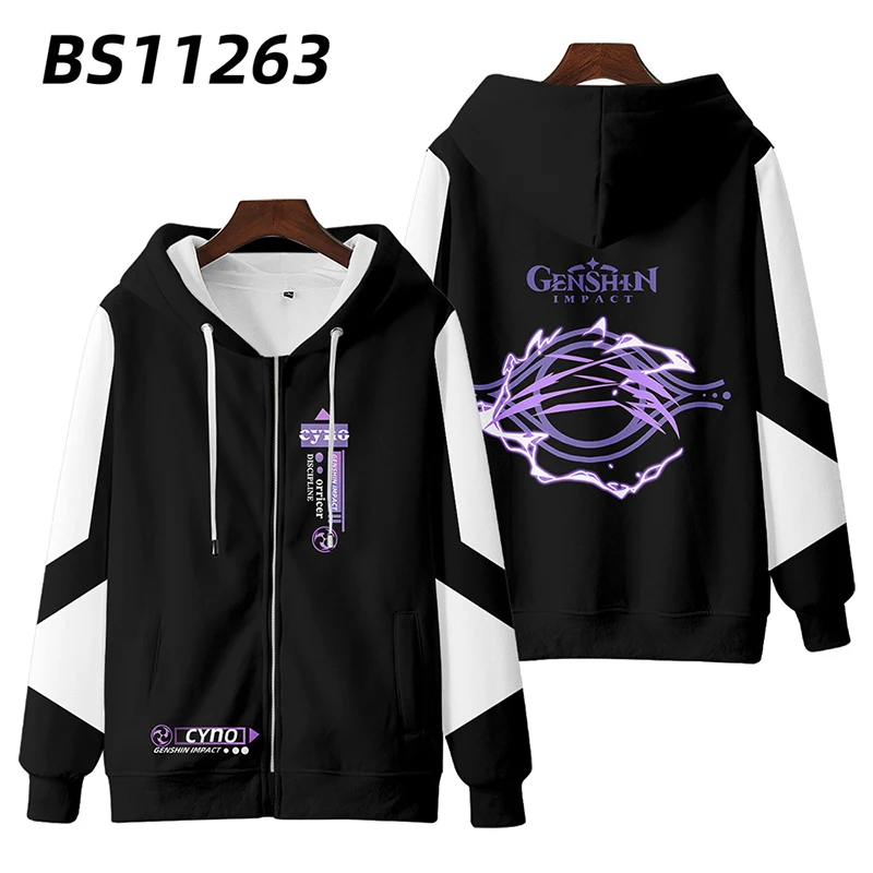 Genshin Impact 3D พิมพ์ Zip Up Hoodie ผู้หญิงผู้ชายเสื้อกันหนาวพิมพ์ลาย Streetwear Hip Hop Cyno คอสเพลย์ Zipper Hooded Jacket Outwear