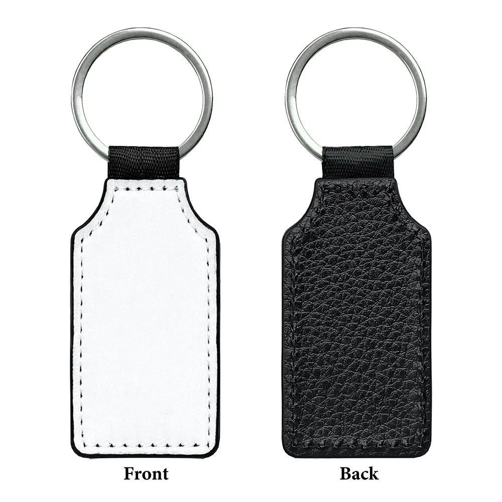 

DIY Dye Sublimation Blanks Keychain PU Leather Rectangle Heat Transfer Keyring Creative Heart Double Sides Blank ID Tags Keyring