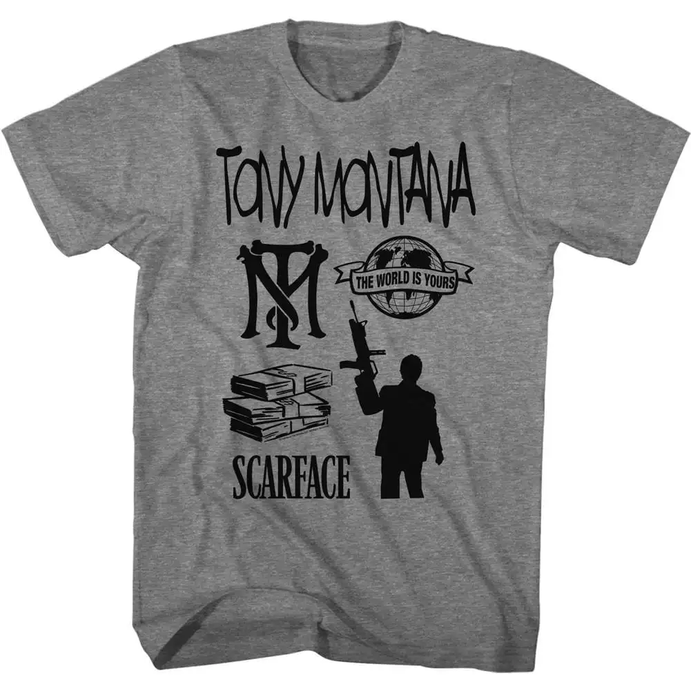 Scarface Tony Montana and Friends Graphite Heather Adult T Shirt