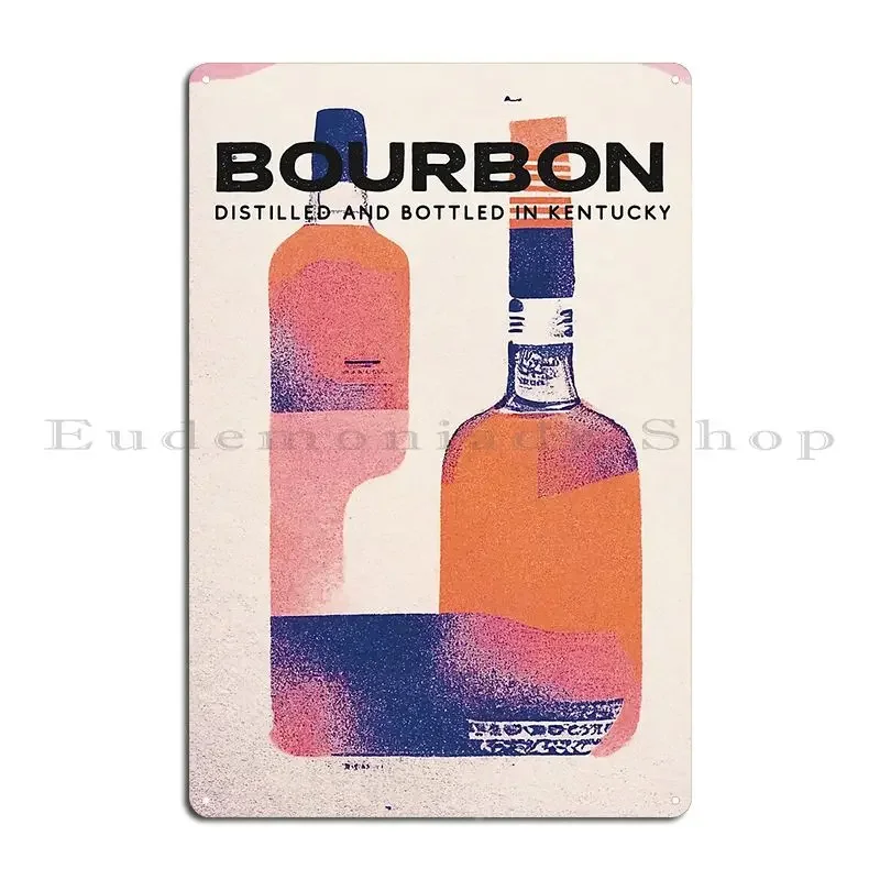 Bourbon Retro Cocktail Poster Risograph Bar Prints Vintage Drinks Metal Plaque Poster Club Bar Poster Designing Pub Create