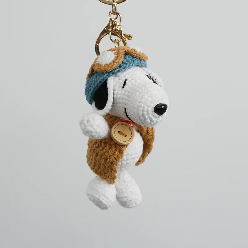 Super Cute Cartoon Snoopy Creative Hand Knitted Doll Wool Crochet Pendant Jewelry