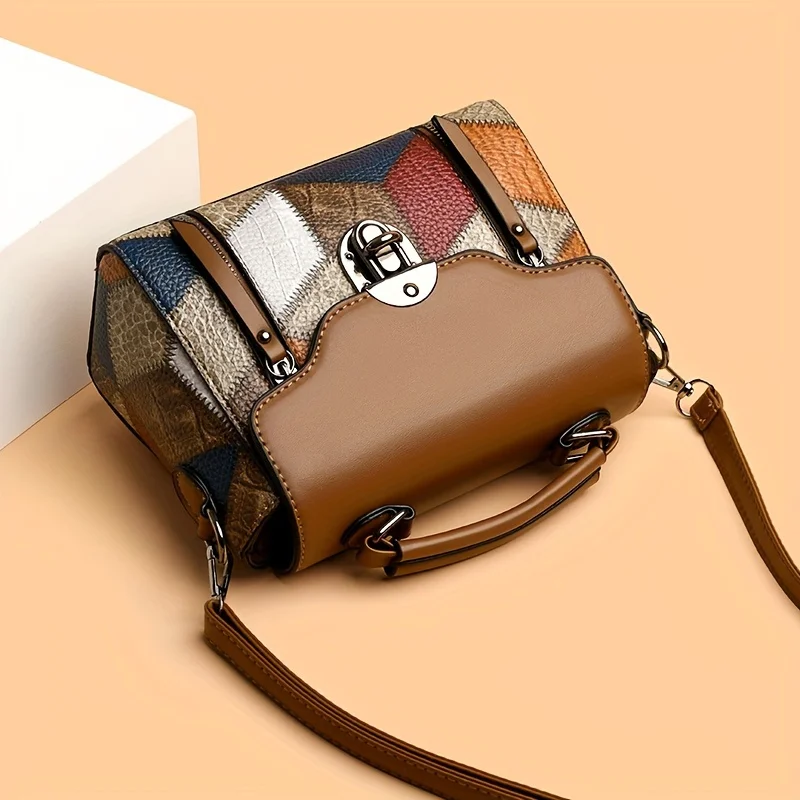 

Women's Retro Rhombus Pattern Shoulder Crossbody Bag Adjustable Shoulder Strap Zipper Closure, Multi-Color Options for Daily Use