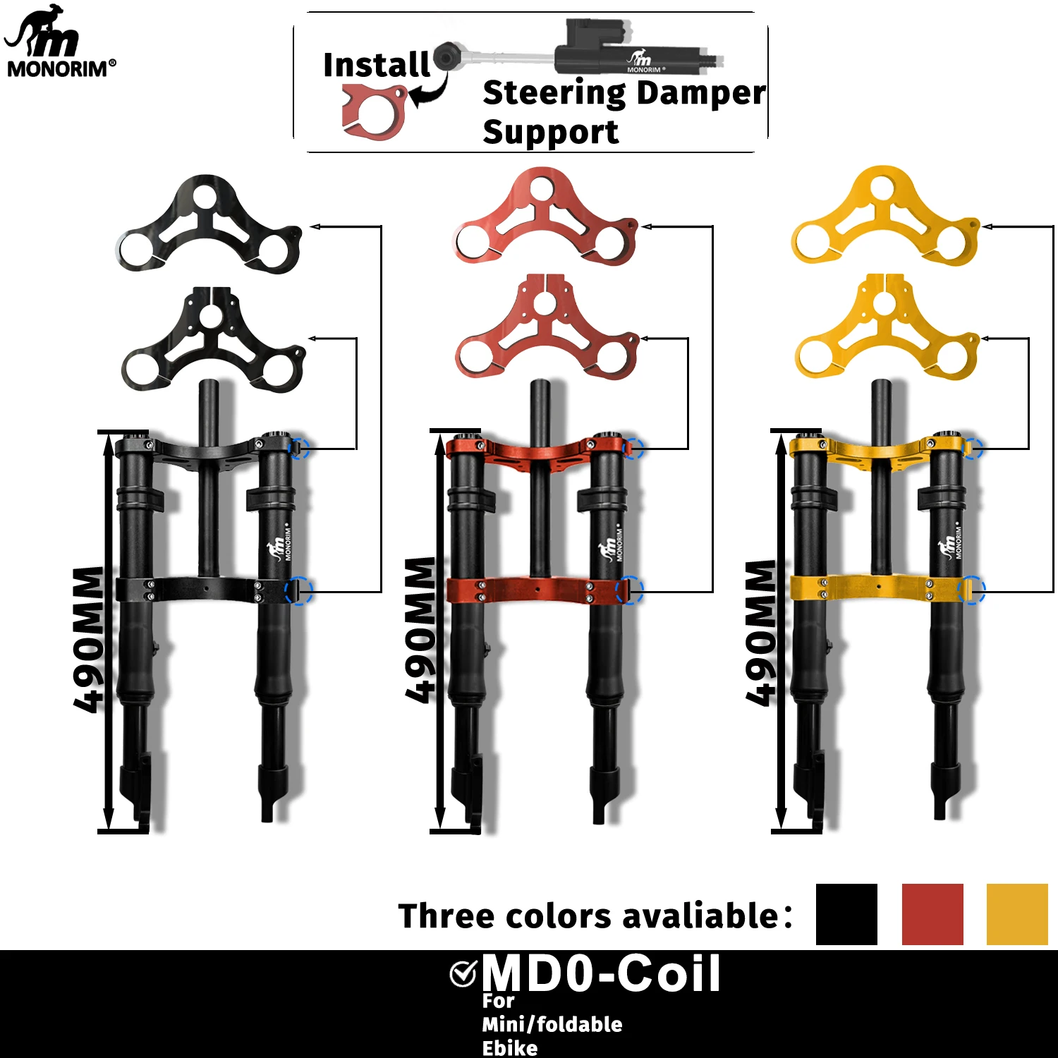 

Передняя гидравлическая подвеска Monorim MD0 490 мм, модифицированный комплект для электровелосипедов