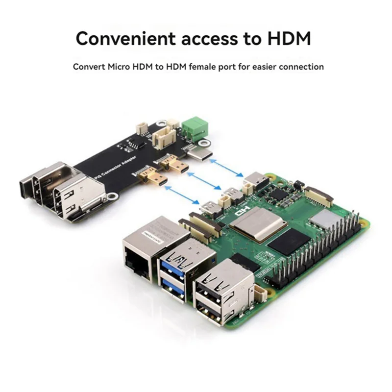 Superba placa adaptadora Micro Compatible con HD para Raspberry Pi 5/4B, compatible con placa de expansión de salidas 4K duales
