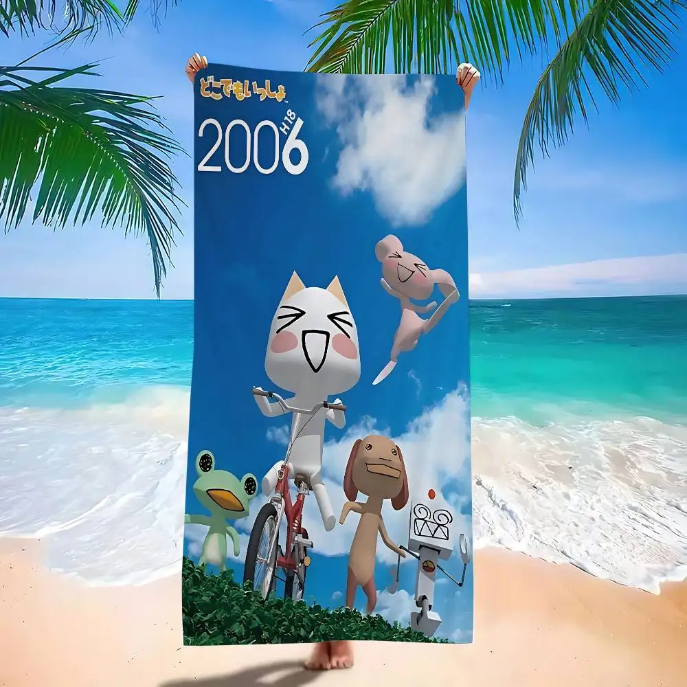 Cute White Cat Toro I-inoue Microfiber Beach Towel Absorbent Quick dry Soft Yoga Swimming Resort Mountain Climbing Towel